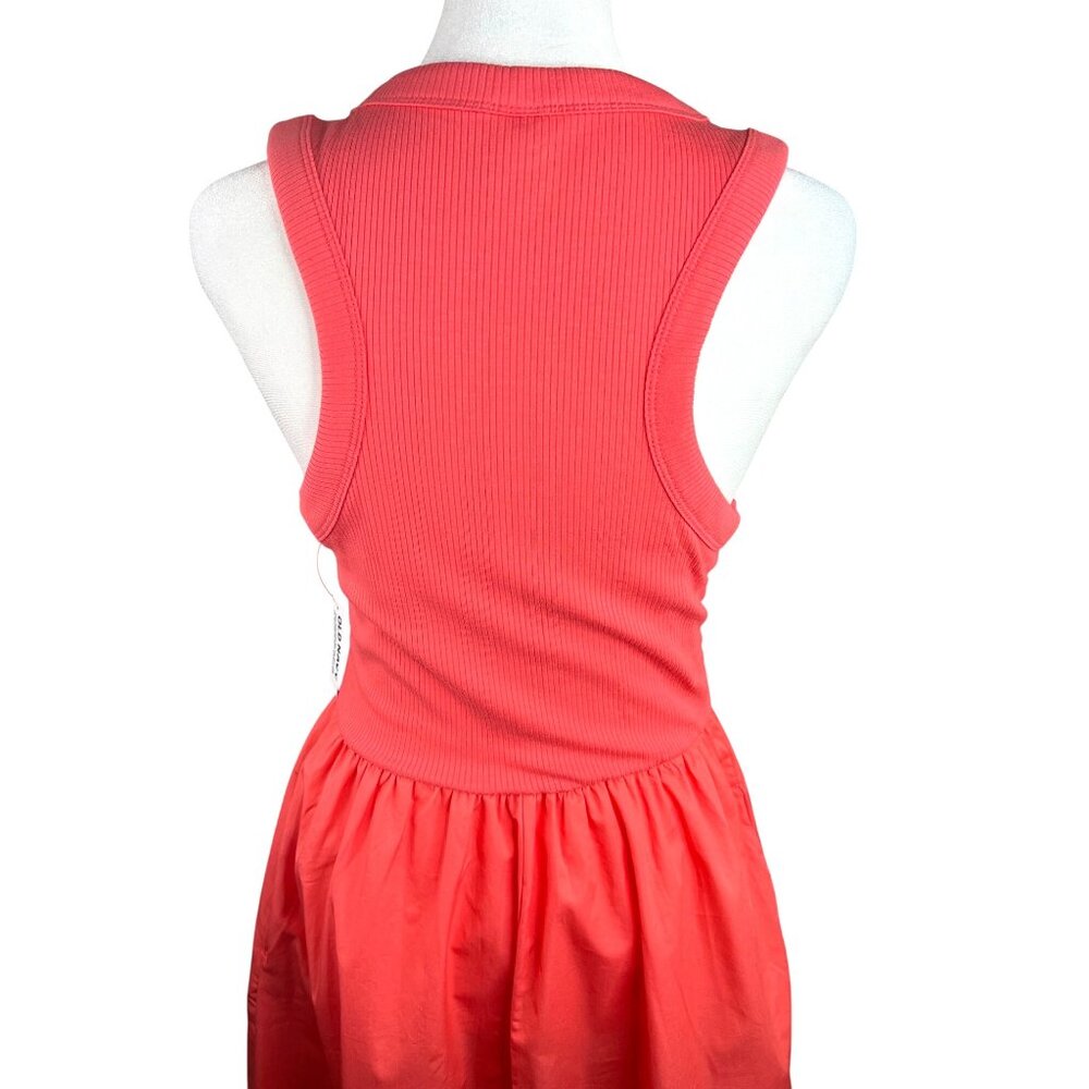 Old Navy Fit & Flare Coral Ribbed Tank Midi Dress Womens Sleeveless Large - Picture 5 of 14